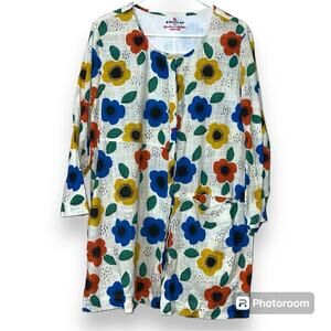 Dessau by womens sz XL asymmetrically cut blouse hidden buttons one inset pocket